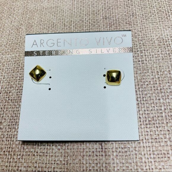 Argento Vivo Sterling Silver Square Earrings - Picture 1 of 3